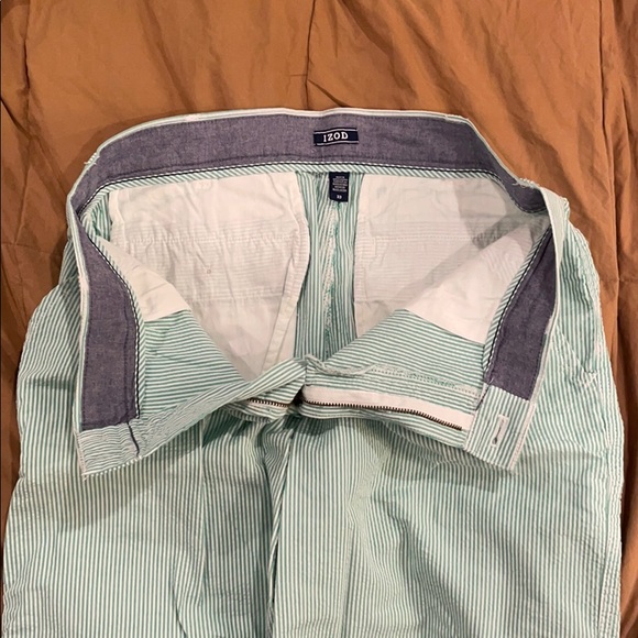 MENS IZOD LIGHT GREEN PINSTRIPE SHORTS - Picture 3 of 5